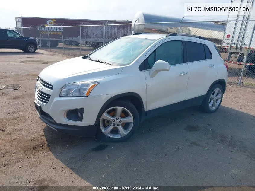 2016 Chevrolet Trax Ltz VIN: KL7CJMSB0GB500106 Lot: 39863188