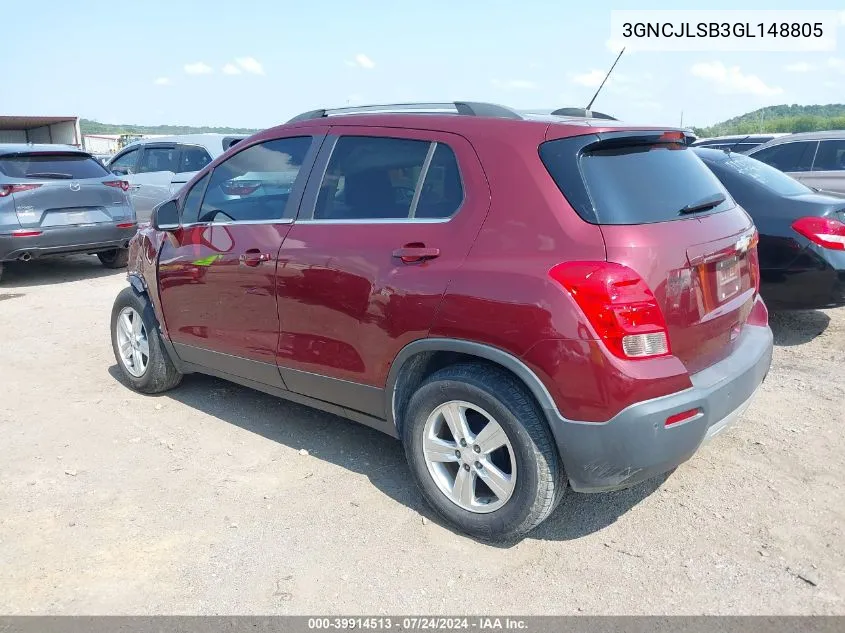 3GNCJLSB3GL148805 2016 Chevrolet Trax Lt