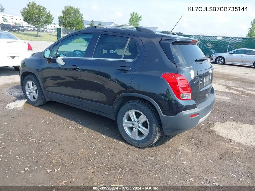 2016 Chevrolet Trax Lt VIN: KL7CJLSB7GB735144 Lot: 39928274