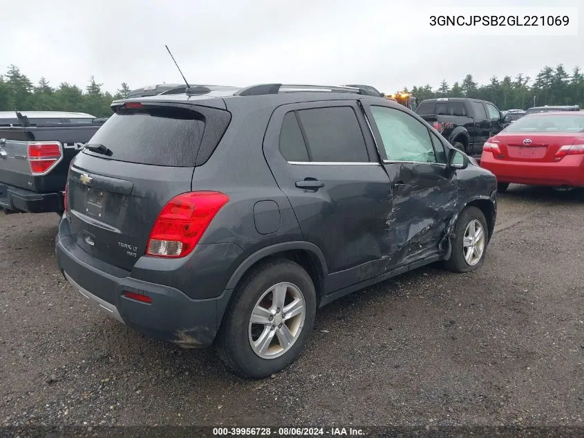 2016 Chevrolet Trax Lt VIN: 3GNCJPSB2GL221069 Lot: 39956728