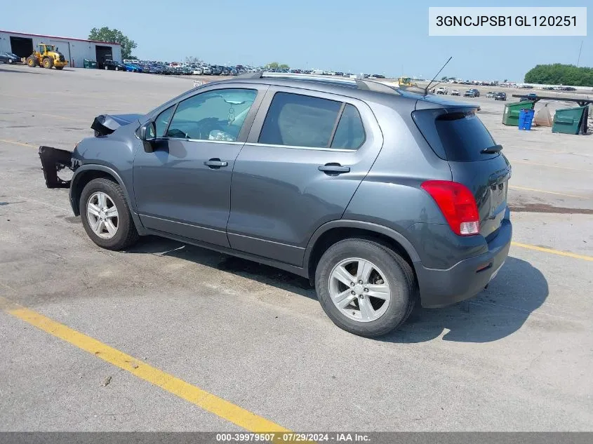 2016 Chevrolet Trax Lt VIN: 3GNCJPSB1GL120251 Lot: 39979507