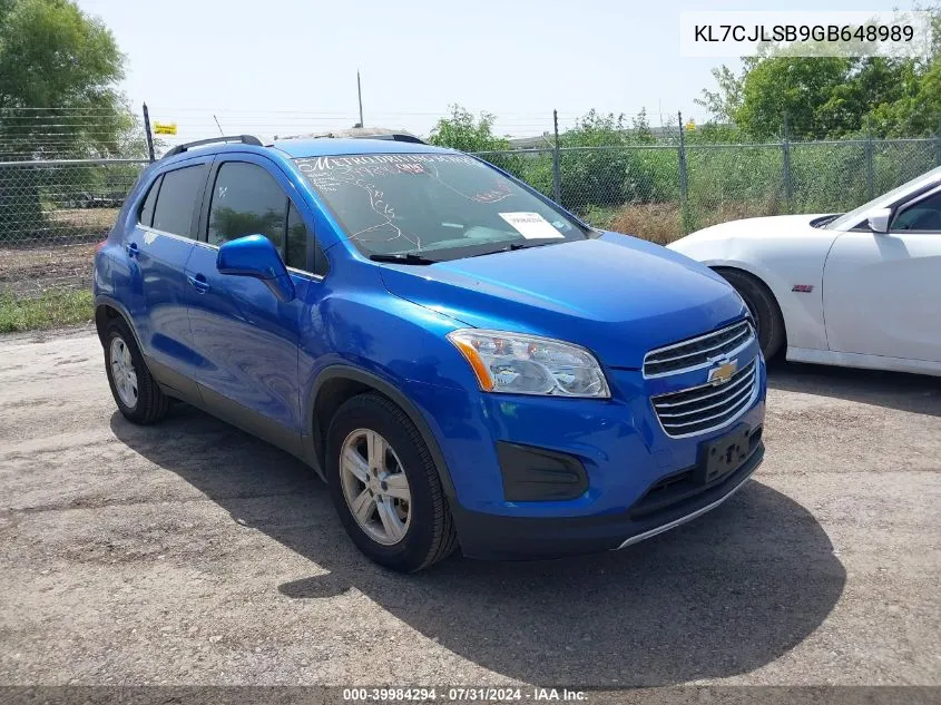 KL7CJLSB9GB648989 2016 Chevrolet Trax Lt