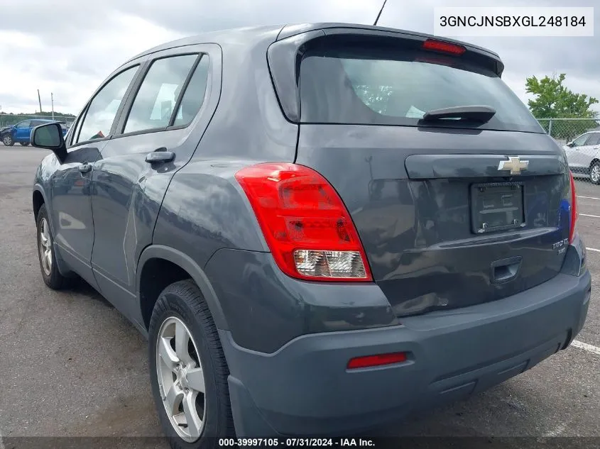 2016 Chevrolet Trax 1Ls VIN: 3GNCJNSBXGL248184 Lot: 39997105