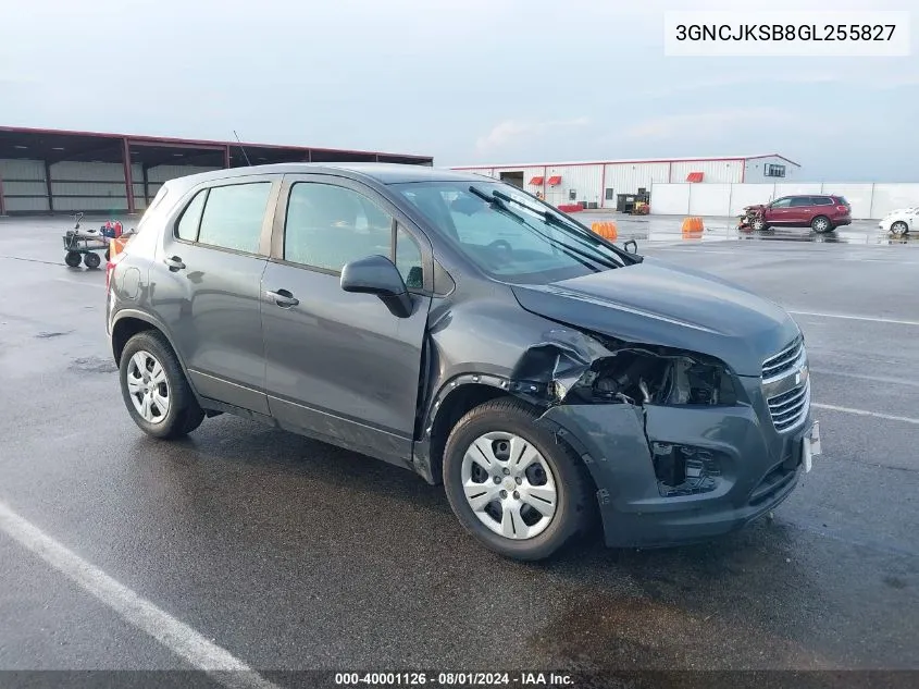 2016 Chevrolet Trax 1Ls VIN: 3GNCJKSB8GL255827 Lot: 40001126