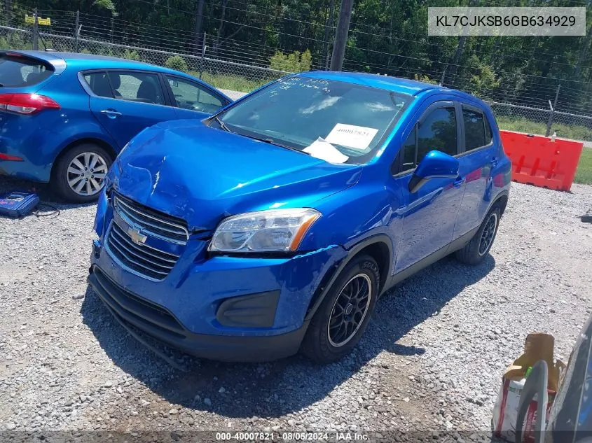 2016 Chevrolet Trax 1Ls VIN: KL7CJKSB6GB634929 Lot: 40007821