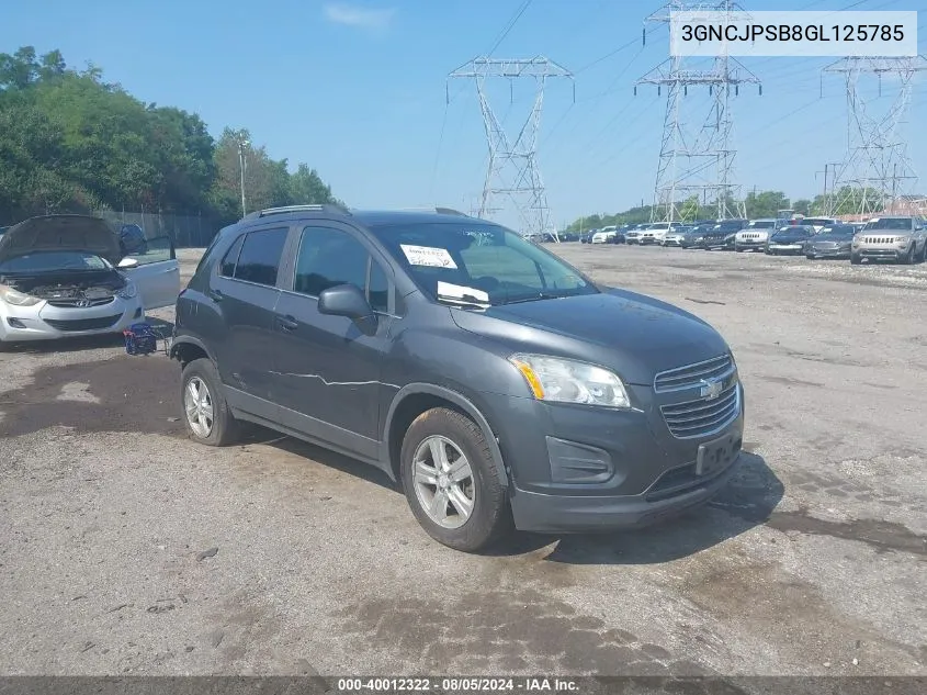 2016 Chevrolet Trax Lt VIN: 3GNCJPSB8GL125785 Lot: 40012322