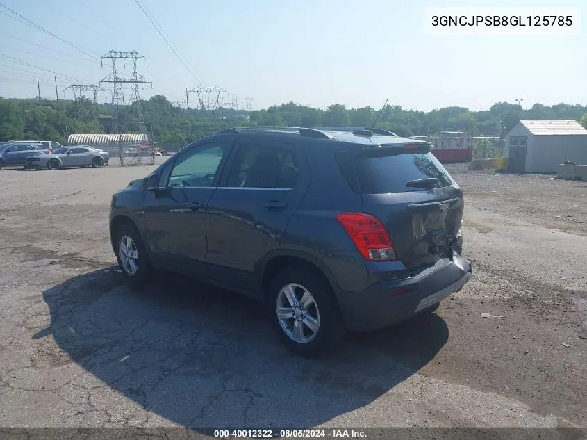 2016 Chevrolet Trax Lt VIN: 3GNCJPSB8GL125785 Lot: 40012322