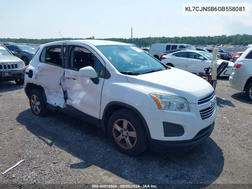 2016 Chevrolet Trax 1Ls VIN: KL7CJNSB6GB558081 Lot: 40018504