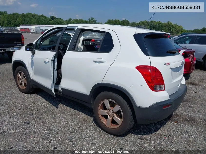 2016 Chevrolet Trax 1Ls VIN: KL7CJNSB6GB558081 Lot: 40018504