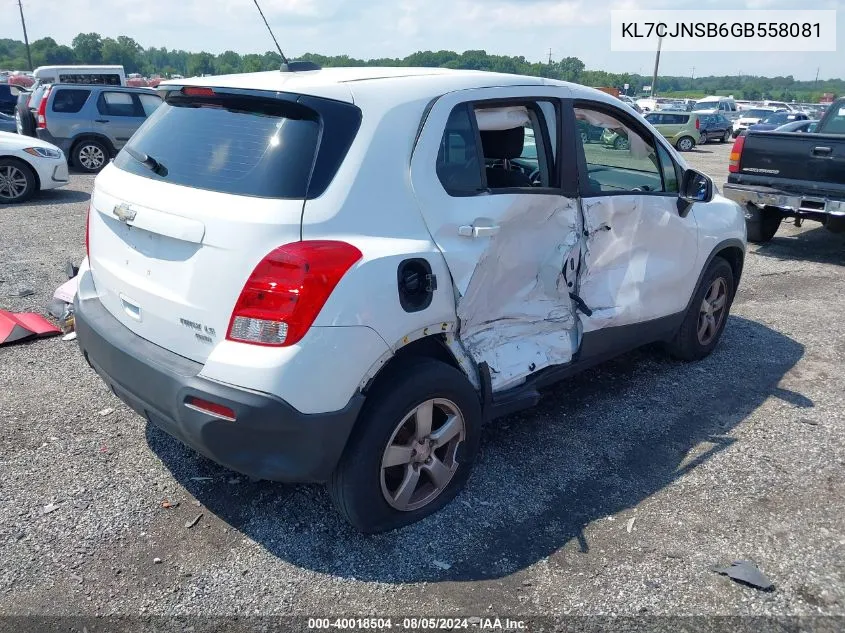 2016 Chevrolet Trax 1Ls VIN: KL7CJNSB6GB558081 Lot: 40018504