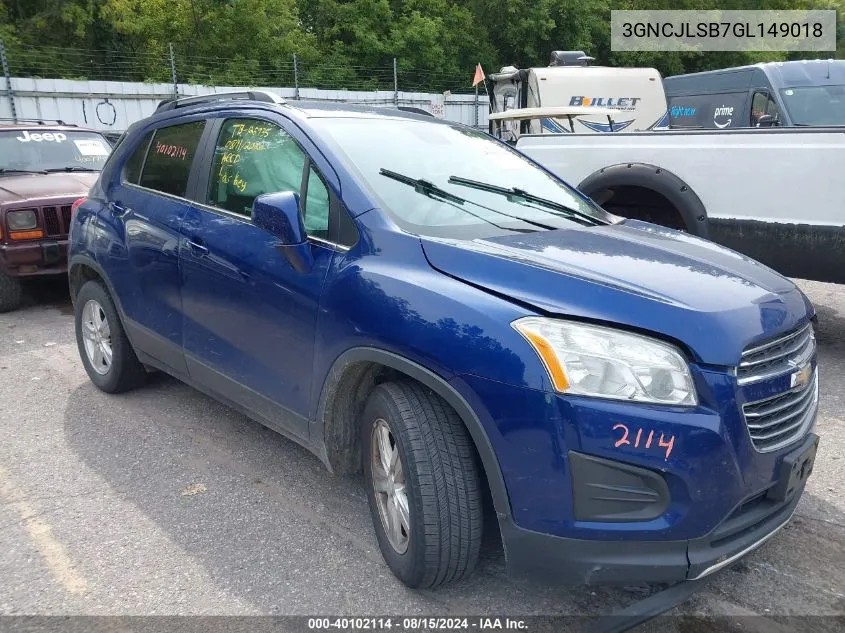 3GNCJLSB7GL149018 2016 Chevrolet Trax Lt