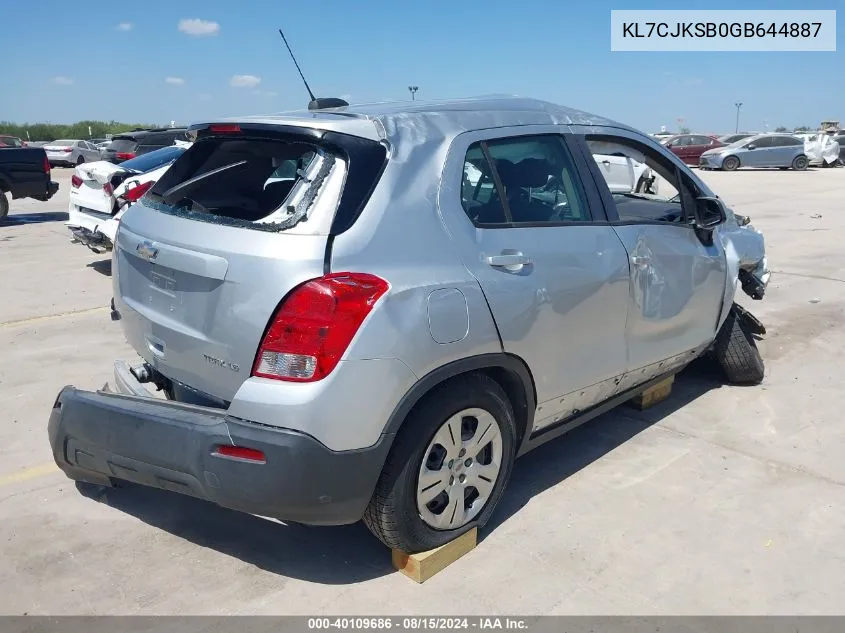 KL7CJKSB0GB644887 2016 Chevrolet Trax 1Ls