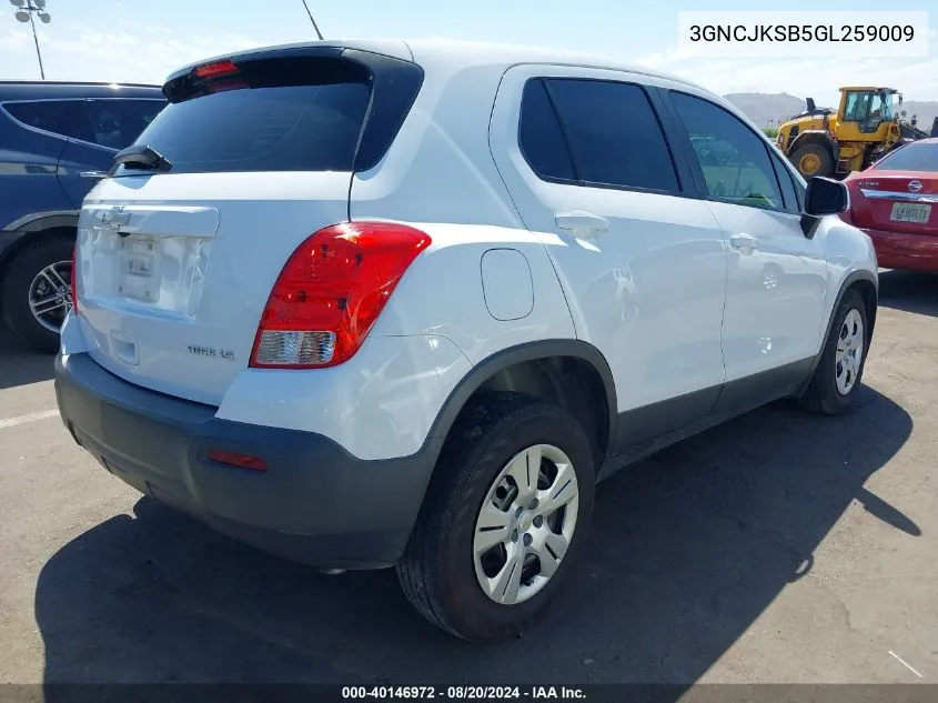 3GNCJKSB5GL259009 2016 Chevrolet Trax Ls