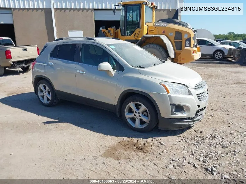 2016 Chevrolet Trax Ltz VIN: 3GNCJMSB3GL234816 Lot: 40150063