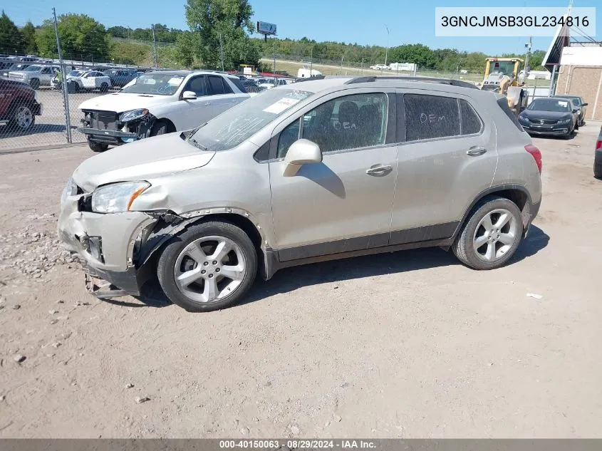 3GNCJMSB3GL234816 2016 Chevrolet Trax Ltz