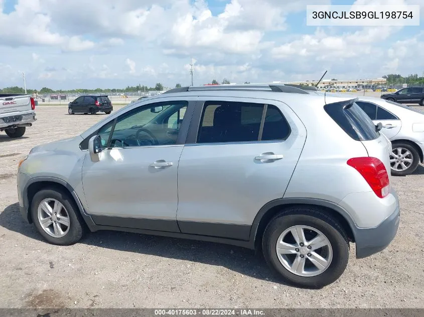 2016 Chevrolet Trax Lt VIN: 3GNCJLSB9GL198754 Lot: 40175603