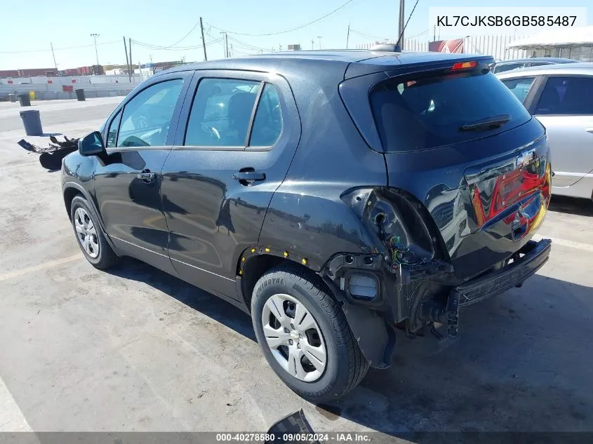 KL7CJKSB6GB585487 2016 Chevrolet Trax 1Ls