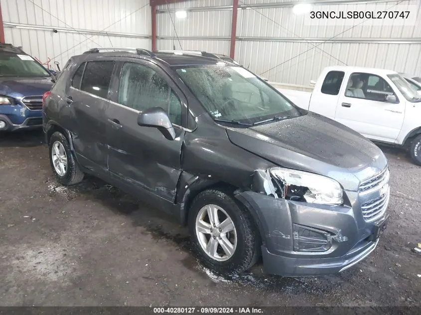 3GNCJLSB0GL270747 2016 Chevrolet Trax Lt