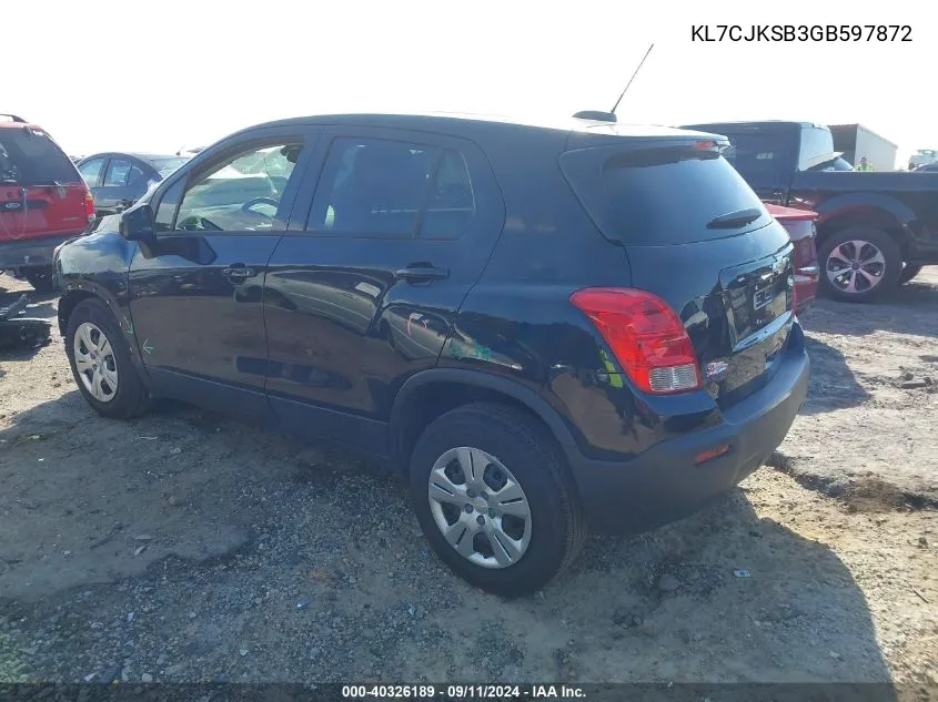 KL7CJKSB3GB597872 2016 Chevrolet Trax 1Ls