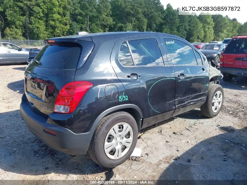 2016 Chevrolet Trax 1Ls VIN: KL7CJKSB3GB597872 Lot: 40326189