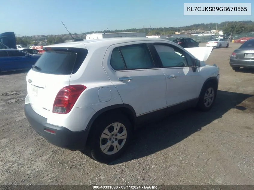 KL7CJKSB9GB670565 2016 Chevrolet Trax 1Ls