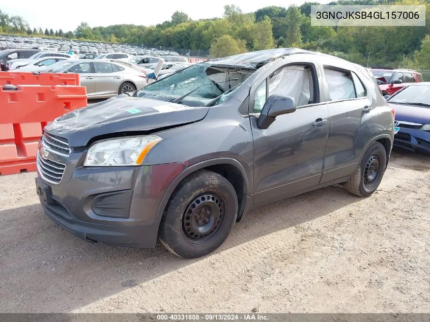 2016 Chevrolet Trax Ls VIN: 3GNCJKSB4GL157006 Lot: 40331808