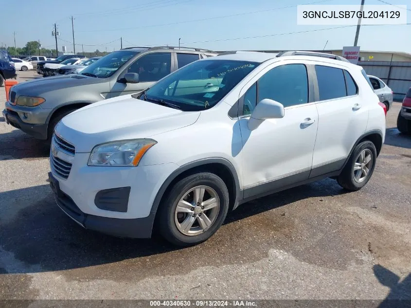 2016 Chevrolet Trax Lt VIN: 3GNCJLSB7GL204129 Lot: 40340630