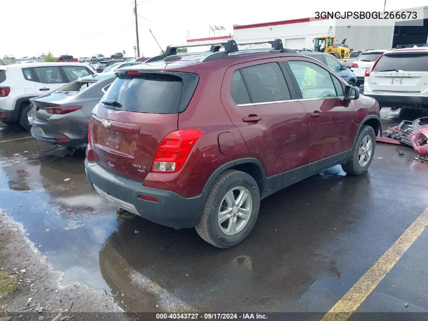 2016 Chevrolet Trax Lt VIN: 3GNCJPSB0GL266673 Lot: 40343727