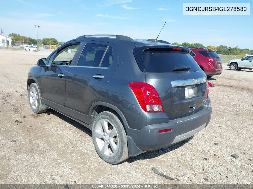 2016 Chevrolet Trax Ltz VIN: 3GNCJRSB4GL278580 Lot: 40344328