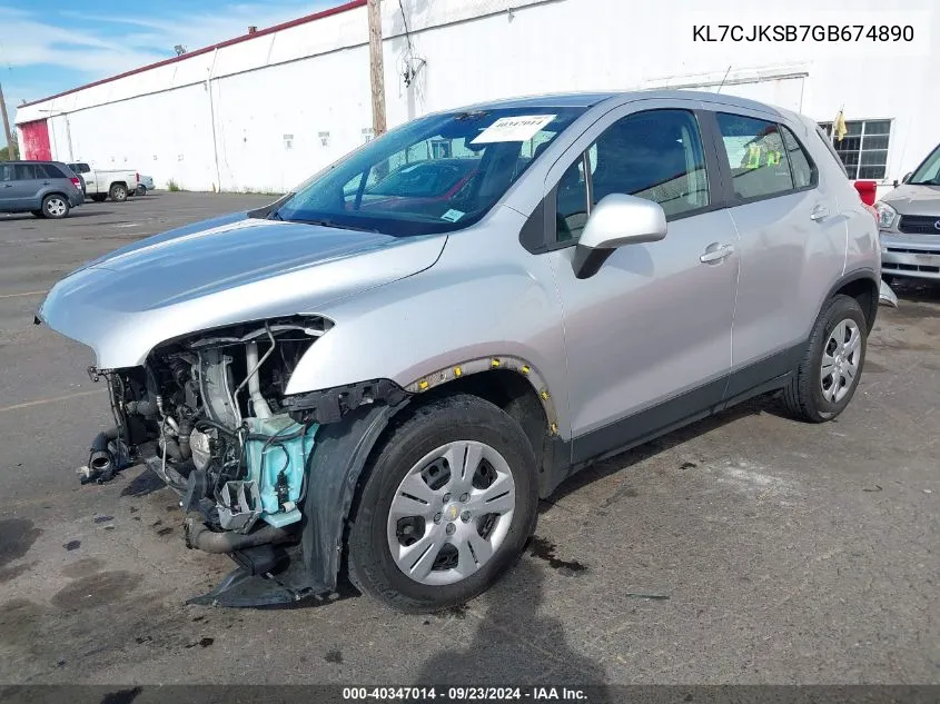 2016 Chevrolet Trax 1Ls VIN: KL7CJKSB7GB674890 Lot: 40347014