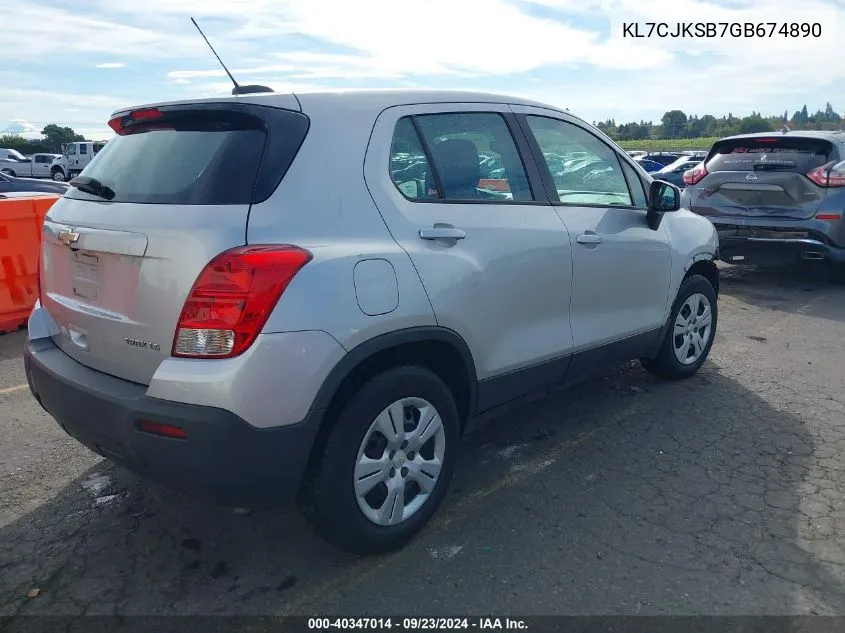 KL7CJKSB7GB674890 2016 Chevrolet Trax 1Ls