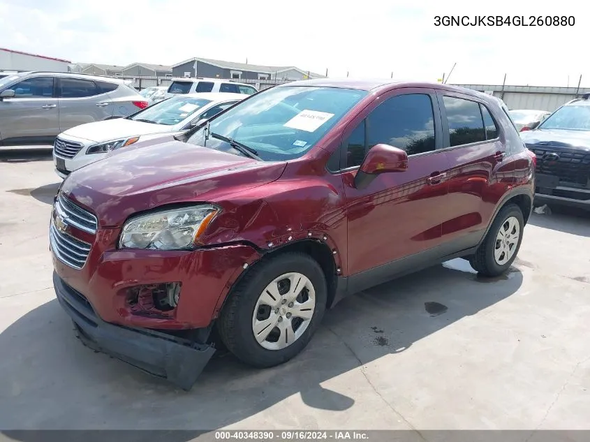 3GNCJKSB4GL260880 2016 Chevrolet Trax 1Ls