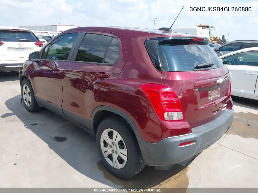 3GNCJKSB4GL260880 2016 Chevrolet Trax 1Ls