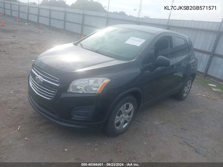 2016 Chevrolet Trax Ls VIN: KL7CJKSB2GB571571 Lot: 40366401