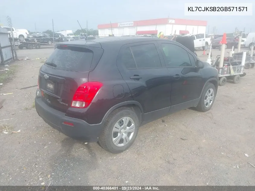 KL7CJKSB2GB571571 2016 Chevrolet Trax Ls