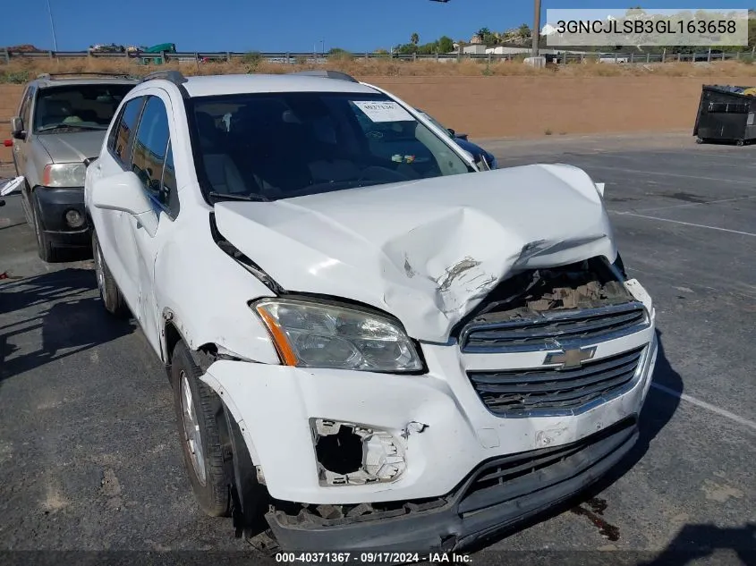 2016 Chevrolet Trax Lt VIN: 3GNCJLSB3GL163658 Lot: 40371367