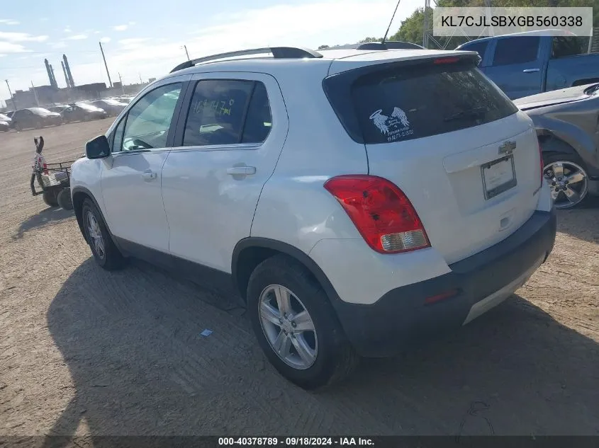 2016 Chevrolet Trax Lt VIN: KL7CJLSBXGB560338 Lot: 40378789