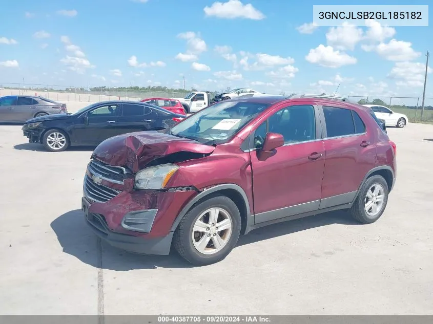 2016 Chevrolet Trax Lt VIN: 3GNCJLSB2GL185182 Lot: 40387705