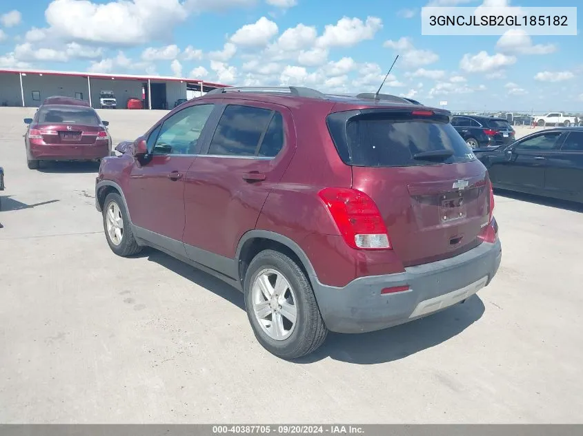 2016 Chevrolet Trax Lt VIN: 3GNCJLSB2GL185182 Lot: 40387705