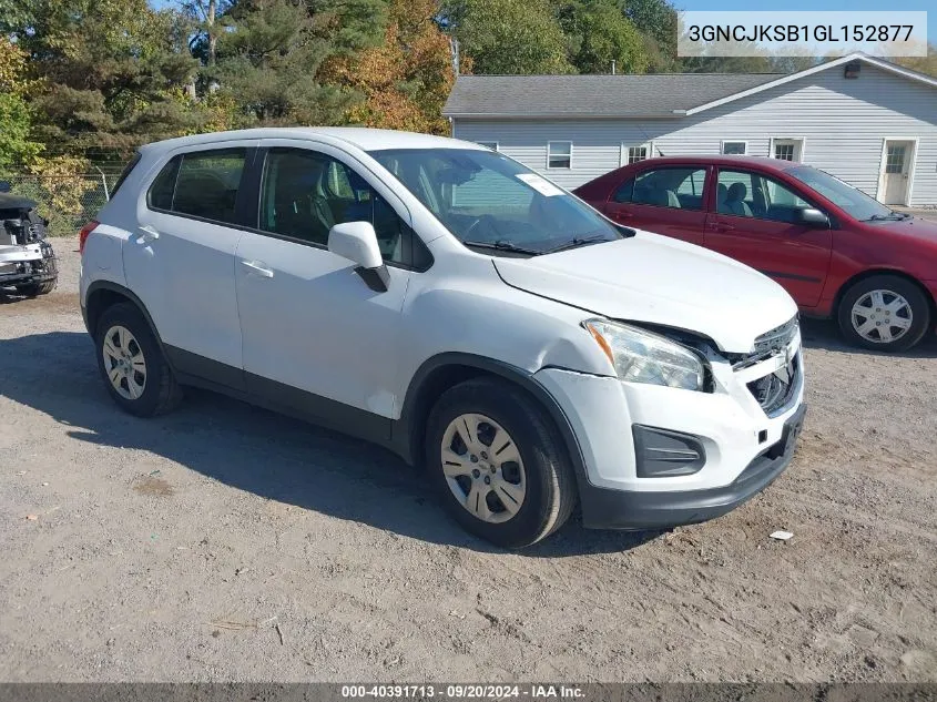 2016 Chevrolet Trax 1Ls VIN: 3GNCJKSB1GL152877 Lot: 40391713