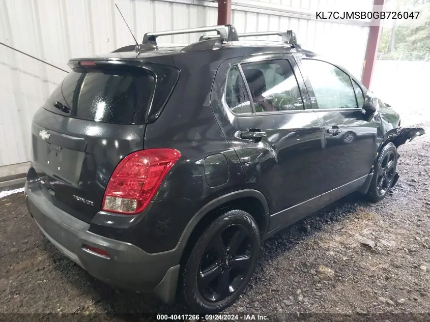 2016 Chevrolet Trax Ltz VIN: KL7CJMSB0GB726047 Lot: 40417266