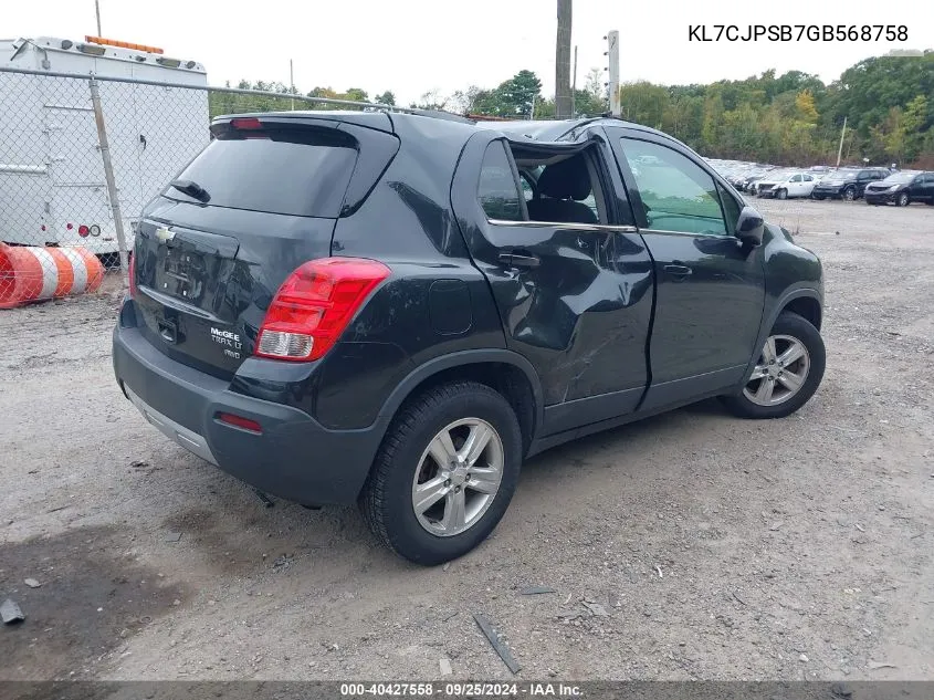 2016 Chevrolet Trax Lt VIN: KL7CJPSB7GB568758 Lot: 40427558