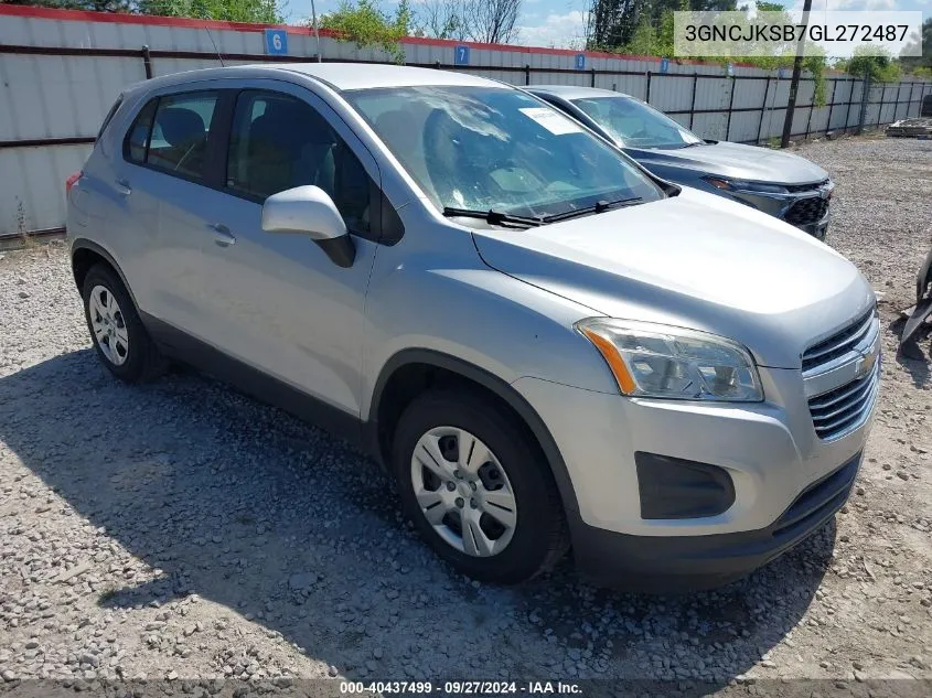 2016 Chevrolet Trax 1Ls VIN: 3GNCJKSB7GL272487 Lot: 40437499