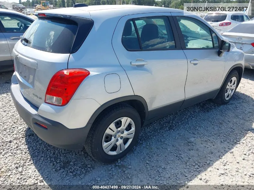 2016 Chevrolet Trax 1Ls VIN: 3GNCJKSB7GL272487 Lot: 40437499