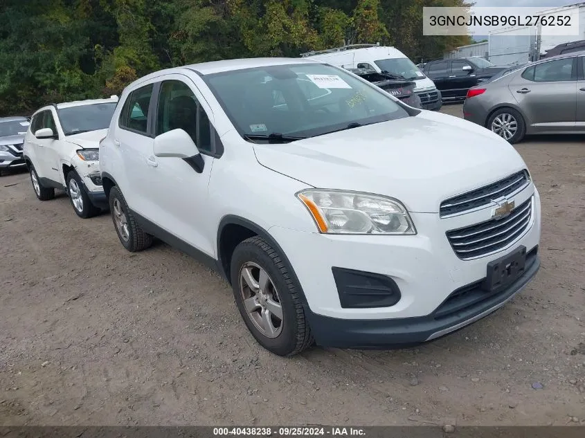 2016 Chevrolet Trax 1Ls VIN: 3GNCJNSB9GL276252 Lot: 40438238