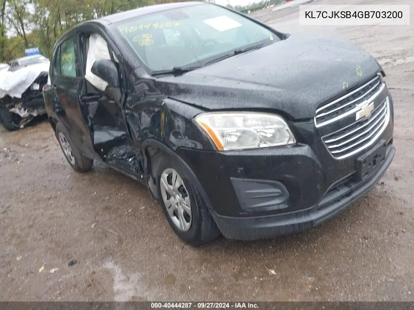 KL7CJKSB4GB703200 2016 Chevrolet Trax 1Ls