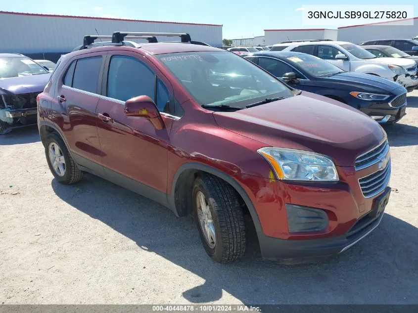 2016 Chevrolet Trax 1Lt VIN: 3GNCJLSB9GL275820 Lot: 40448478