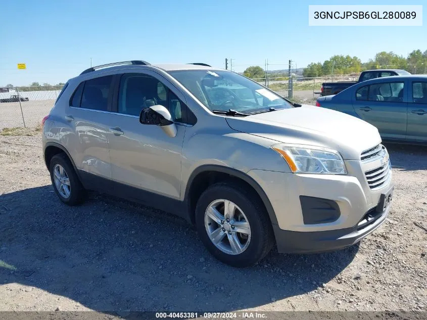 2016 Chevrolet Trax Lt VIN: 3GNCJPSB6GL280089 Lot: 40453381