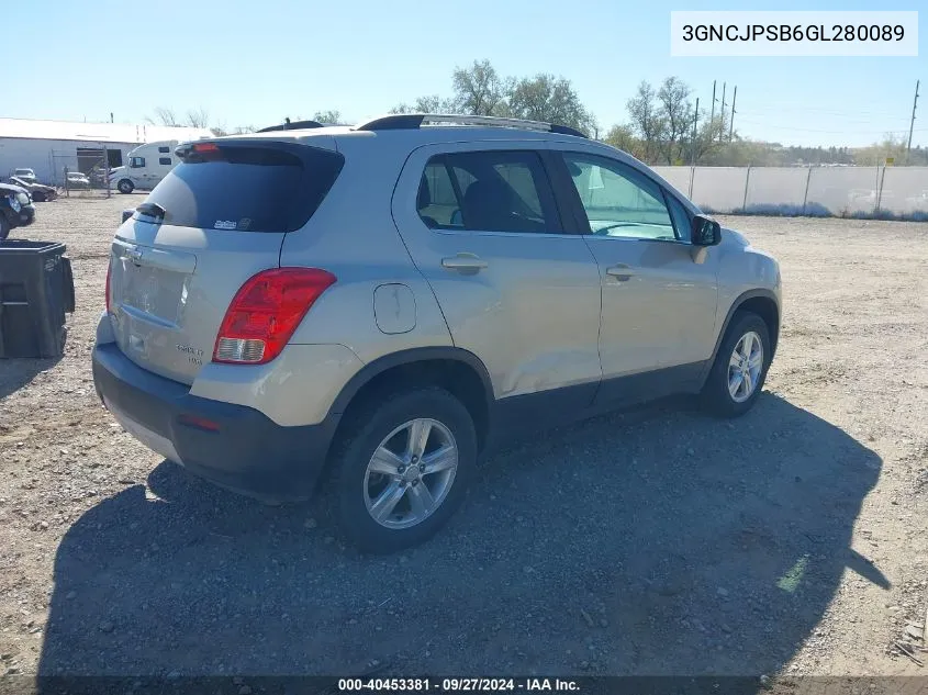 2016 Chevrolet Trax Lt VIN: 3GNCJPSB6GL280089 Lot: 40453381