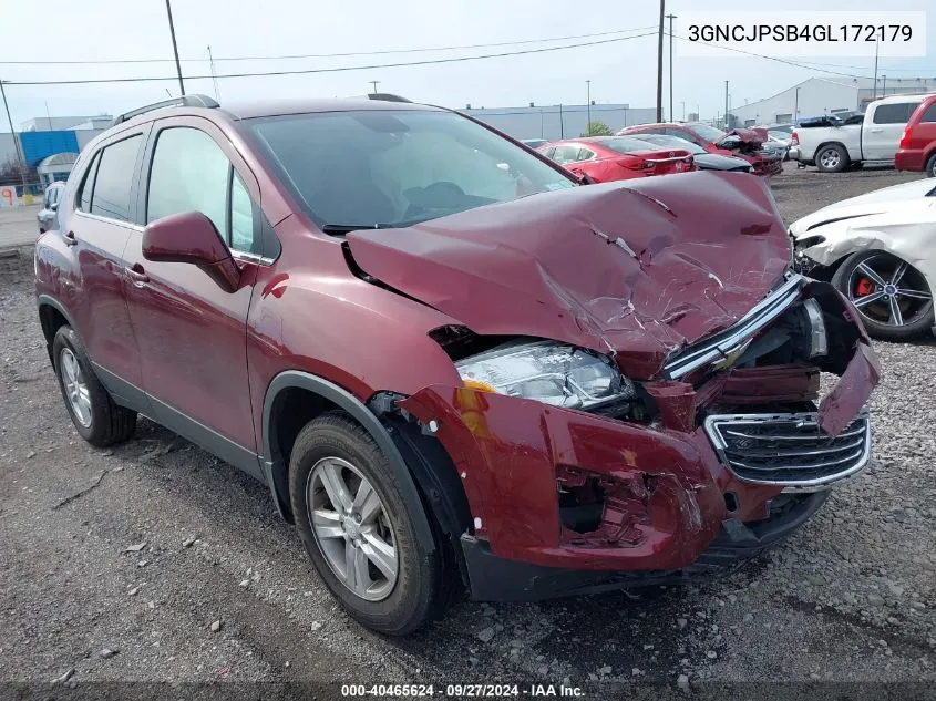 2016 Chevrolet Trax Lt VIN: 3GNCJPSB4GL172179 Lot: 40465624